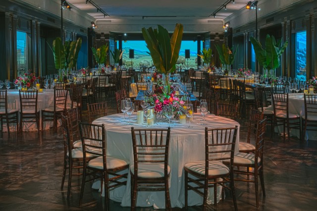 Dinner setup in the North American Mammal Hall