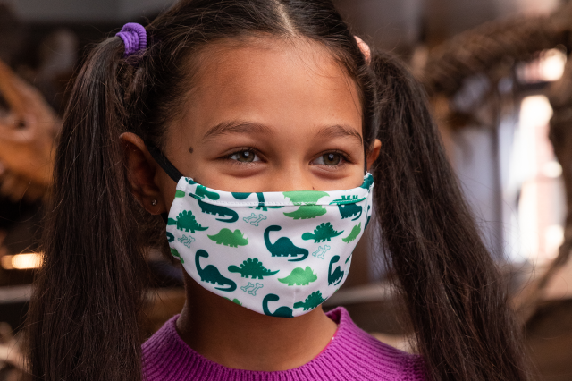 HGG girl in dino mask
