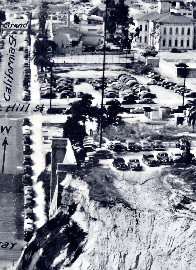 Aerial view of buildings with hand-written names over the streets