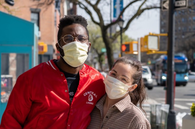 Couple in masks