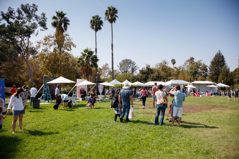 tarfest booths setup lawn la brea tar pits park