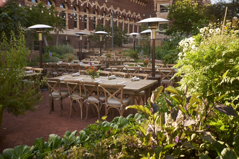special event setup in edible garden